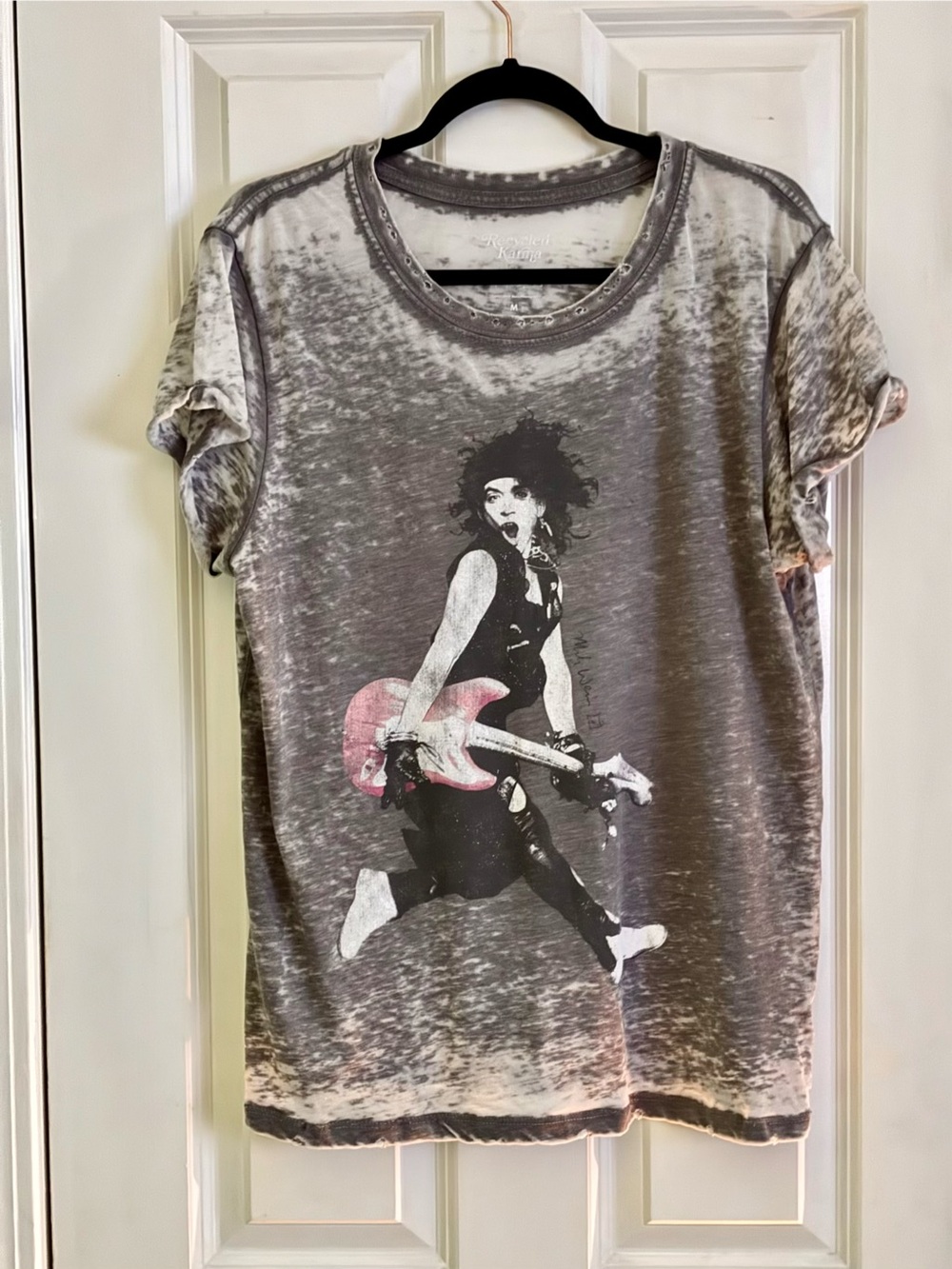 Karma Recycled Graphic Tee in Pink and Gray